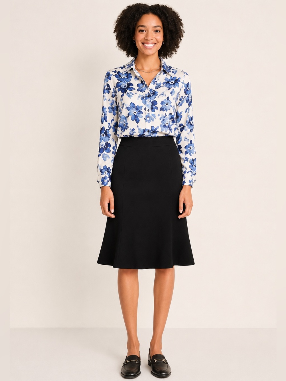 Talbots Black Ponte A-Line Skirt 2P Petite Career Stretch Classic